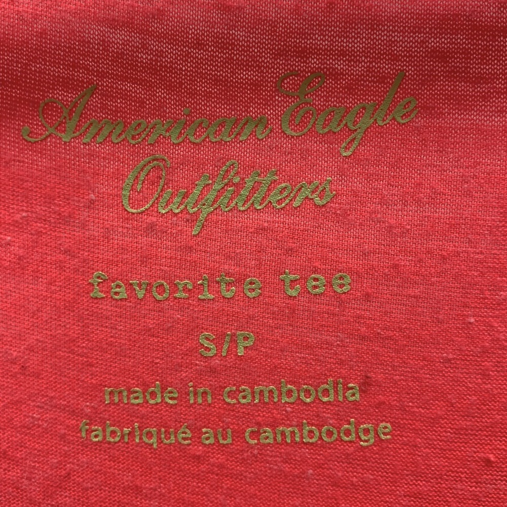 American Eagle Favorite Tee T-Shirt Coral Scoop Neck Fitted Soft Short Sleeve - Picture 7 of 7